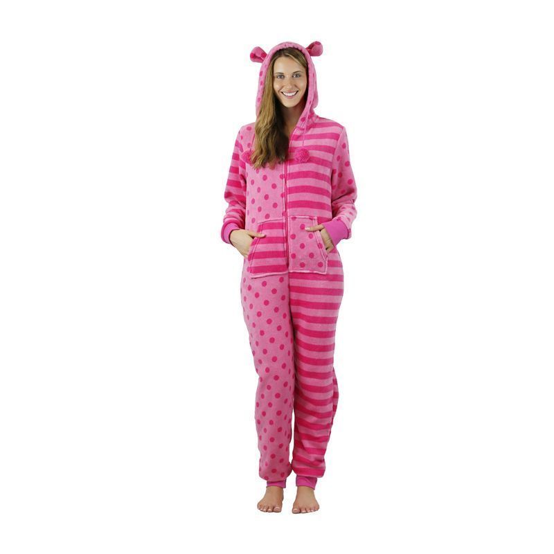 Ladies Spot/Stripe Coral Fleece Onesie